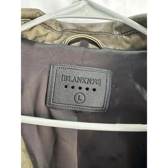 BLANKNYC Brown Ride Off Faux Leather Jacket Size L with Small Hole - Picture 4 of 10